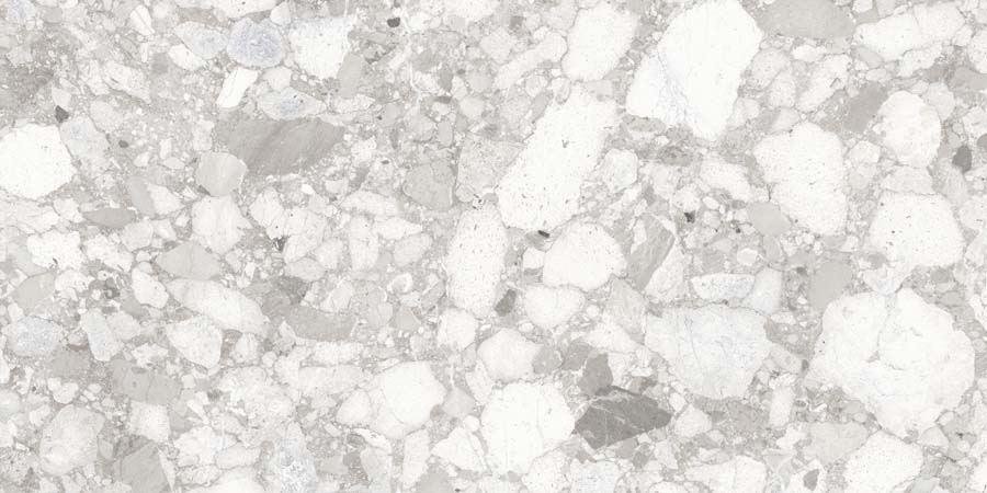 Terrassenplatte Terrazzo-Steinoptik hellgrau 60x120 cm "Venistone Pearl" rektifiziert 2 cm