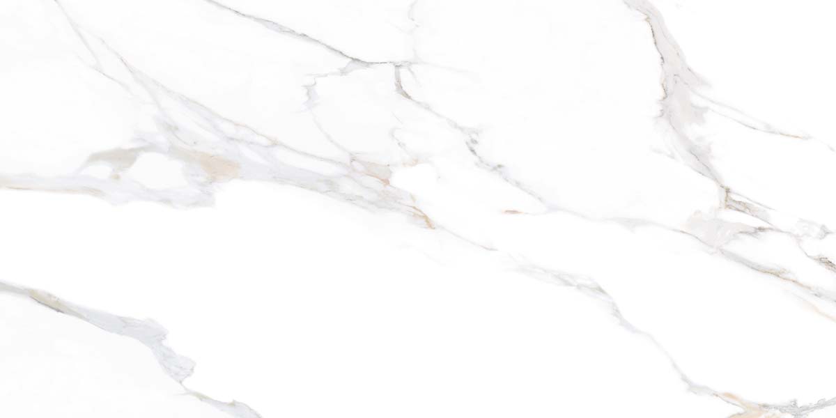 Fliese Marmoroptik weiß gold 60x120 cm marmoriert "Aurora Gold" glänzend rektifiziert