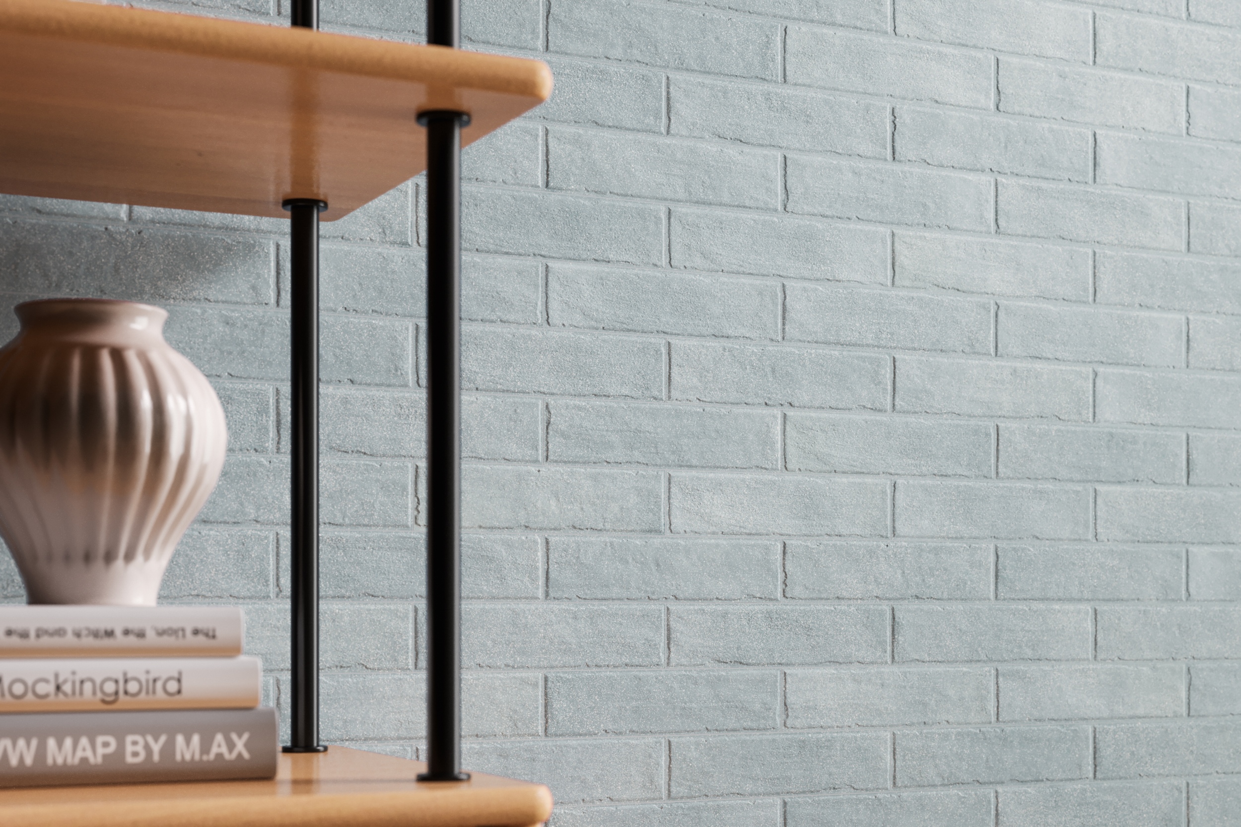 Fliese unregelmäßige Oberfläche 5x20 cm "Tetris Aria" grau-blau matt