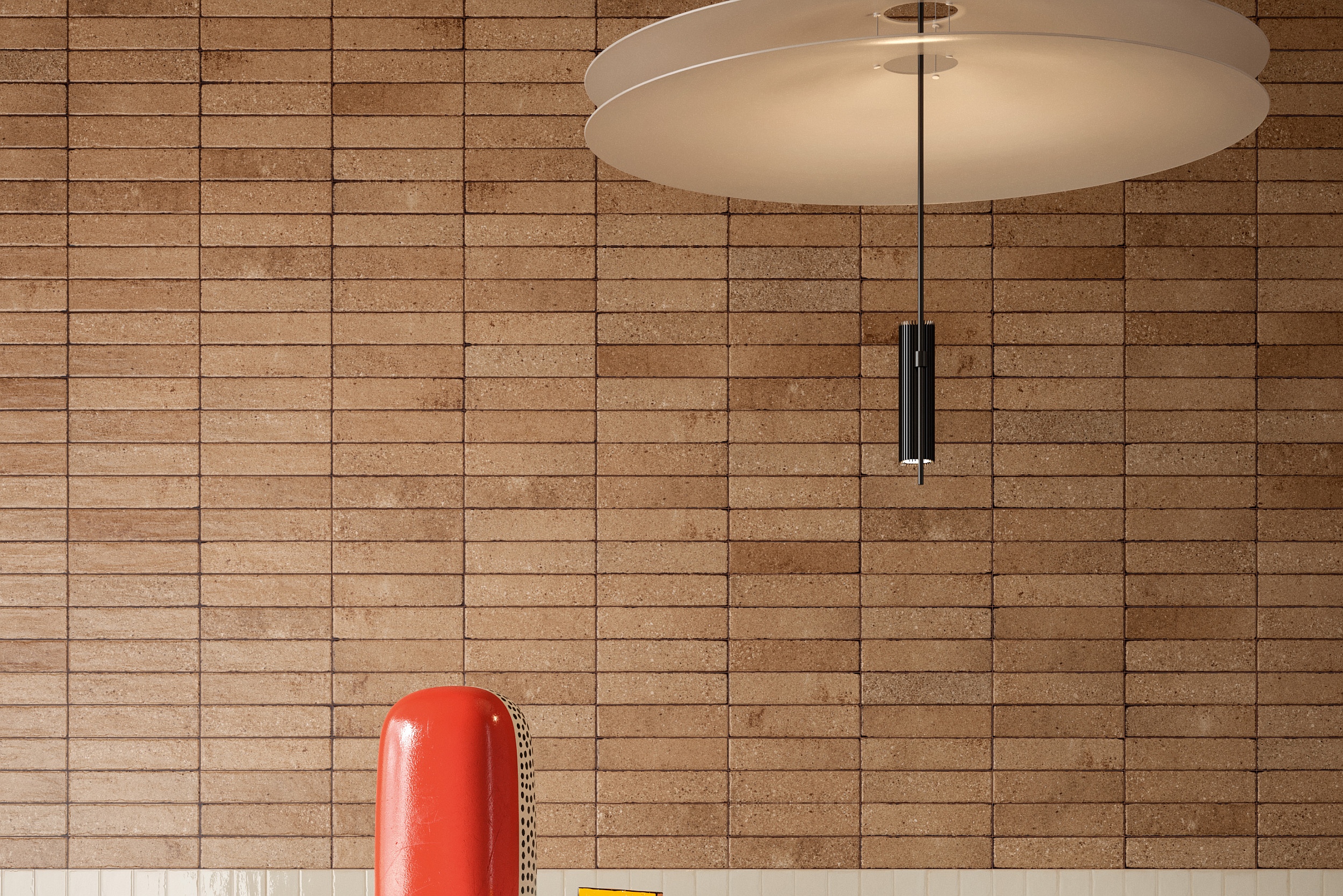 Fliese glasiert unregelmäßige Oberfläche "Tetris Block Cotto" braun matt 5x20 cm