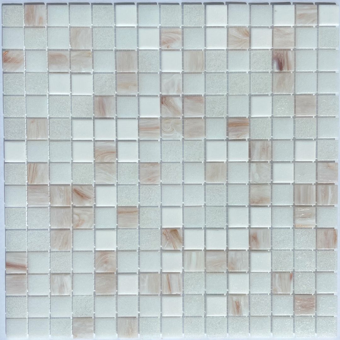 Bisazza Glas Mosaik "Seattle" weiß rosa glänzend 32,2x32,2cm für Pool, Wand & Boden